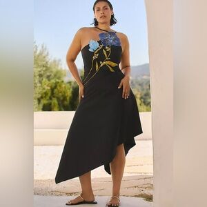 Yukiko Noritake x Anthropologie Asymmetrical Floral Midi Dress NWT size 14